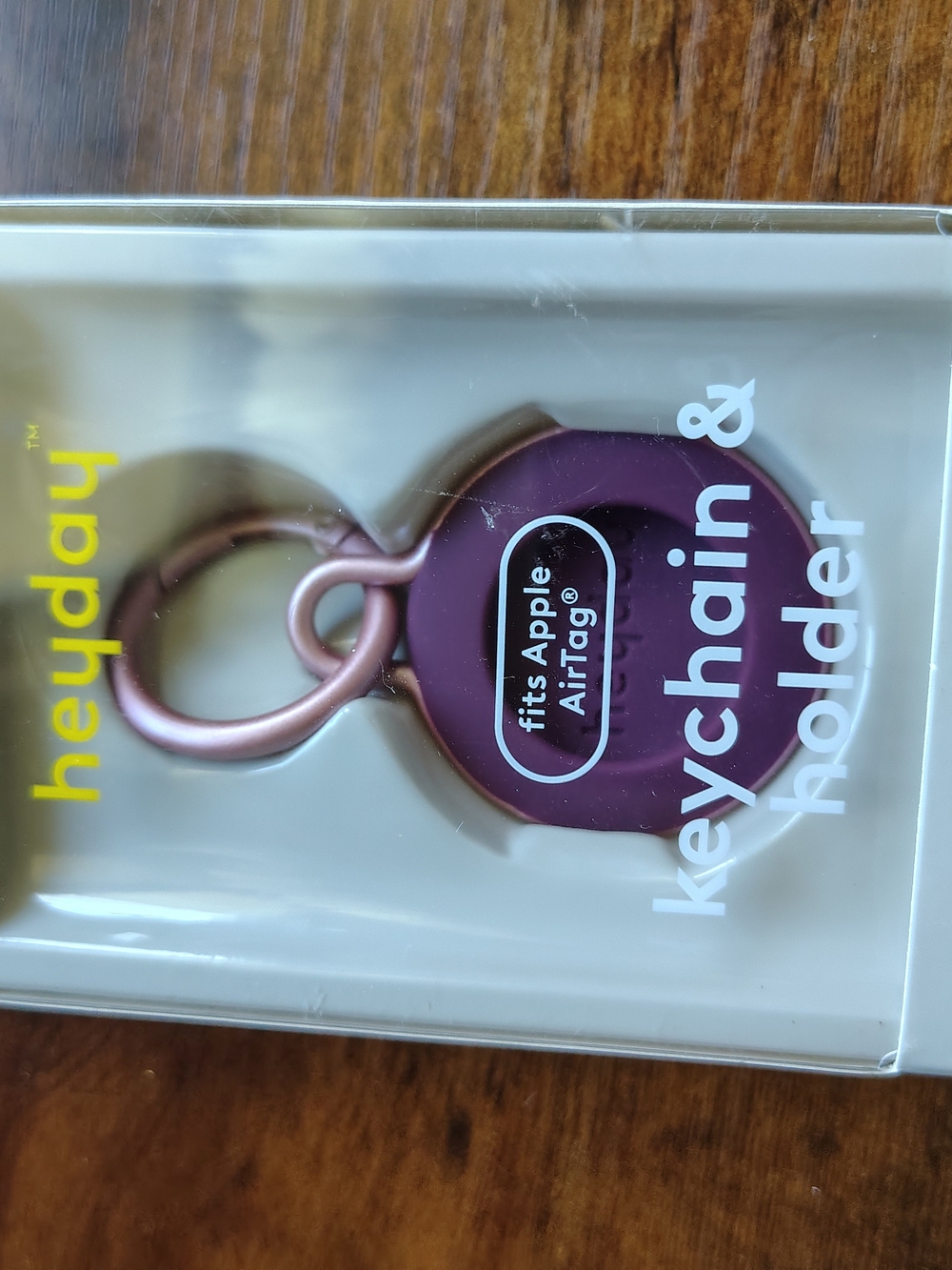 heyday Plum Silicone AirTag Keychain with Rose Gold Ring